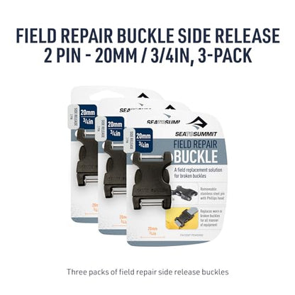 Sea to Summit Field Repair Buckle - Side Release, 2 Pin, 3-pack - style: 20mm / 3/4in