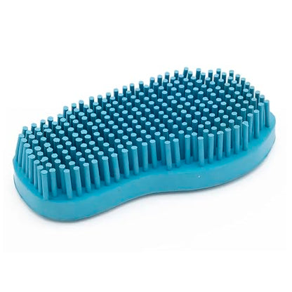Grewal Equestrian Snuggy Groomer Soft Teeth Rubber Groomer Curry (Pacific Blue) - color: Pacific Blue