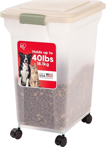 IRIS USA Dog Food Storage Container, Up to 40 lbs, Almond, Made in USA - color: Almond, size: 40 lbs
