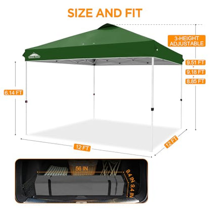 EAGLE PEAK 12x12 Pop Up Canopy Tent Easy Up Canopy Outdoor, Green - color: Green, size: 12x12