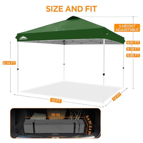 EAGLE PEAK 12x12 Pop Up Canopy Tent Easy Up Canopy Outdoor, Green - color: Green, size: 12x12