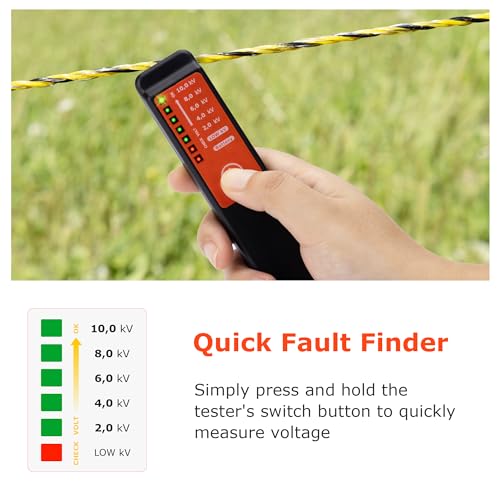 Wireless Electric Fence Voltage Tester, Electric Fence Tester, Quickly Check Tester, Max 10KV, Portable Fault Finder, No Need for a grounding Rod