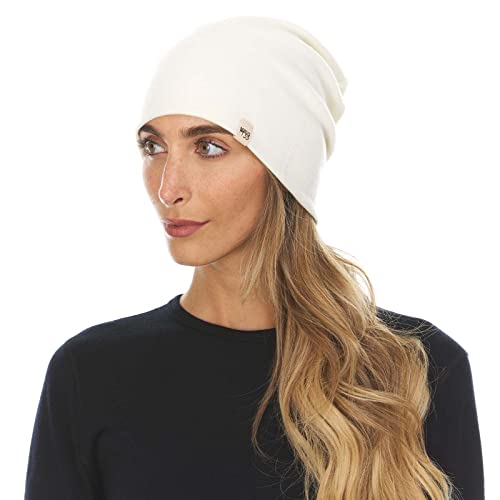 100% Merino Wool Cuff Beanie - Mens & Womens Warm Winter Hat - Watch Cap - Toque - Novelty Beanie - One Size Fits Most - color: Natural Cream