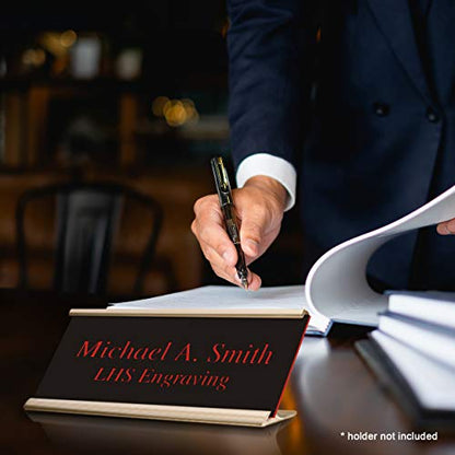 Custom Engraved Office Door Name Plate & Desk Signs, Black, 2x4 - color: B19 - Black & Red Lettering, size: 2in x 4in (5.1cm x 10.1cm)