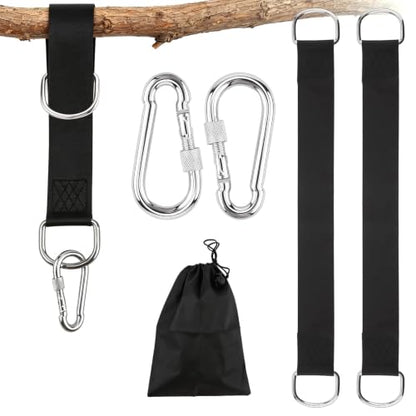 2 PCS Tree Swing Straps Hanging Kit with 2 Carabiners, 60cm / 1.97FT Length Tree Swing Hanging Straps Kit Perfect for Tree Swing Hammocks Punching Bag Gym Bar Chair Seat Outdoor - size: 1.97ft 2PCS