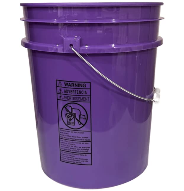 House Naturals 5 Gallon Purple Food Grade BPA Free, Made in USA, Plastic Bucket with Screw On Air Tight lid, (Pack of 3) (Purple Buckets with White Lids) - color: Purple Buckets With White Lids