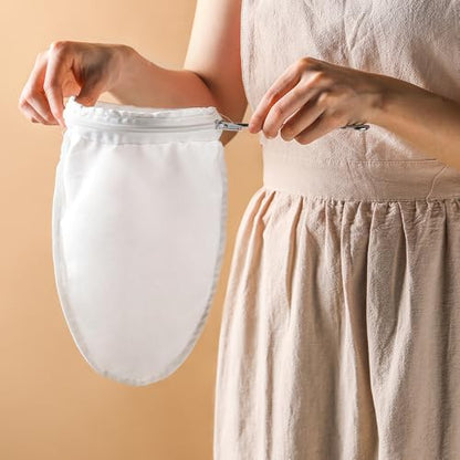 3Pcs Ultra Fine Mesh Strainer Bags, Fine Mesh Strainer with Handle, Reusable Cheesecloth Strainer for Coffee, Nut Milk, Butter, Wine, Juices (Small Size)
