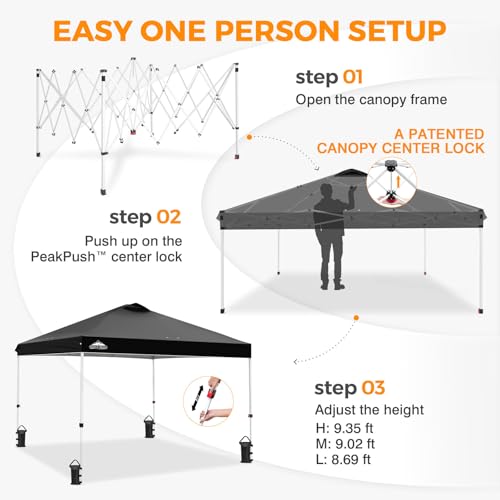 EAGLE PEAK 10x10 Pop Up Canopy Tent Easy Up Canopy Outdoor, Black - color: Black, size: 10x10