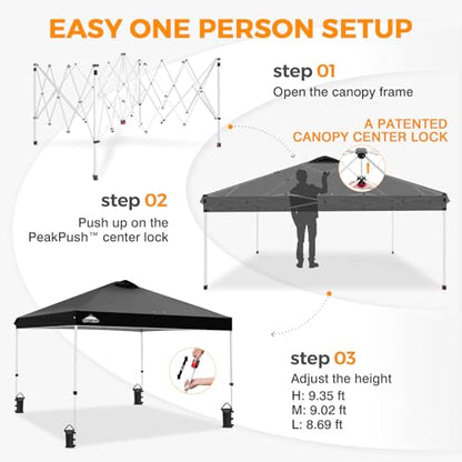 EAGLE PEAK 10x10 Pop Up Canopy Tent Easy Up Canopy Outdoor, Black - color: Black, size: 10x10
