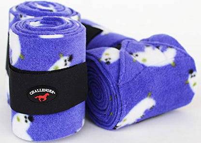 CHALLENGER 10ft Horse Grooming Leg Polo Wrap Set of 4 Soft Fleece 95R - color: Purple/Polar Bears