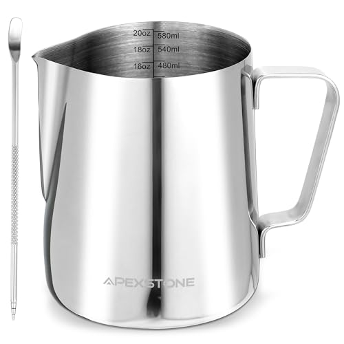 Espresso Milk Frothing Pitcher 20 oz, Espresso Steaming Pitcher 20 oz, Coffee Milk Frothing Cup, Coffee Steaming Pitcher 20 oz/600 ml