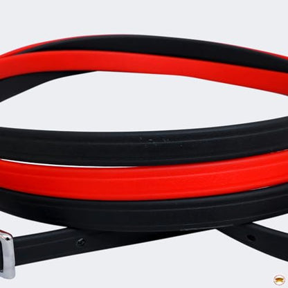 HILASON Western Horse Biothane Leather Rein, Full Size - color: Red & Black