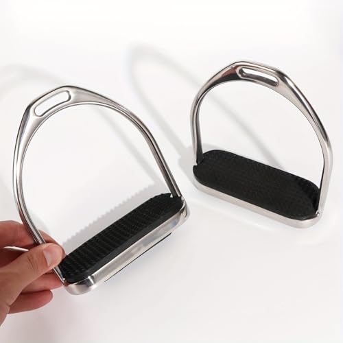 Juhua 304 Stainless Steel Horse Saddle Western Riding Stirrups Pair Leather Tread (A Pair)