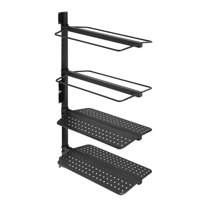 4-Tier Wall-Mounted Saddle Rack, Steel 4-Layer Horse Saddle Storage Holder, Barn Tack Room Organizer for Western & English Saddles, Fold-Out Arms, 200 lb Total Load, Black Powder Coat