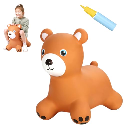 INPANY Bouncy Bear Hopper for Toddlers, Gifts Toy for Kid, Pump Included | Eco-Friendly PVC, Low Center Gravity, Cute Cartoon Design, Load 100 Lbs, Learn & Exercise & Active Fun, Gifts for 1-3 Kids - color: Brown Bear