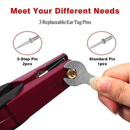 SPEEDWOX Ear Tag Applicator for Cows Cattle Goat Sheep Pig Animal Ear Tag Pliers Livestock Ear Tag Tool with 2 Replaceable Ear Tag Needle Pins