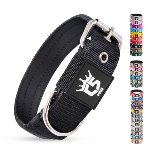 TSPRO Heavy Duty Thick Dog Collar with Metal Buckle for Small Dogs - color: Basic Black, size: S – Fits Neck 12.6"-15.8"