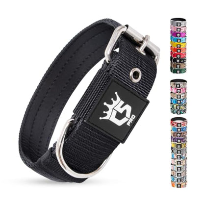 TSPRO Heavy Duty Thick Dog Collar with Metal Buckle for Small Dogs - color: Basic Black, size: S – Fits Neck 12.6"-15.8"