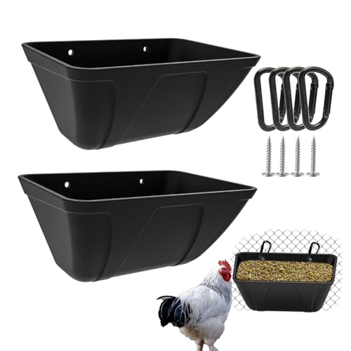 Fence Hanging Chicken Feeder for Duck, Piglets, Goat Feeder Poultry Feeding Container for Livestock Feed Trough Water Bucket(2)