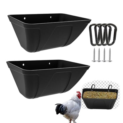 Fence Hanging Chicken Feeder for Duck, Piglets, Goat Feeder Poultry Feeding Container for Livestock Feed Trough Water Bucket(2)