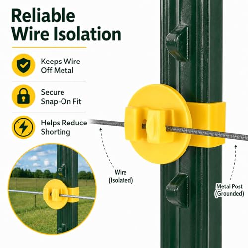T Post Insulators Electric Fence 200 Pcs Standard Snug-Fitting T-Post Clips Holding Insulators for Agricultural and Ranchers