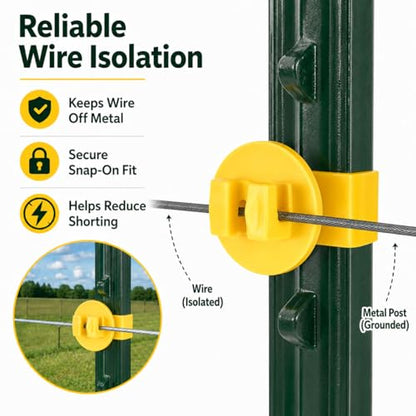 T Post Insulators Electric Fence 200 Pcs Standard Snug-Fitting T-Post Clips Holding Insulators for Agricultural and Ranchers