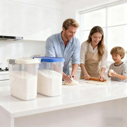 Large Rice Storage Container 15-20 Lbs, Tall Flour Container Dry Food Bin - color: Sapphire Blue