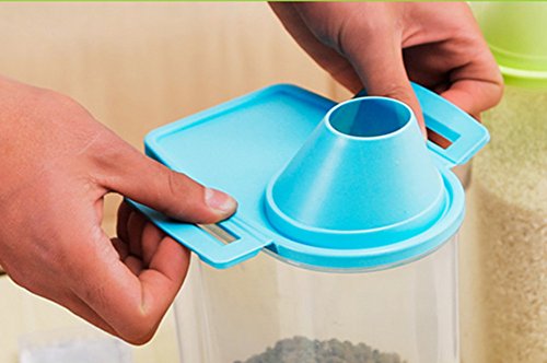 Pet Food Storage Container with Graduated Cup and Seal Buckles Food Dispenser for Dogs Cats (Blue) - color: Blue