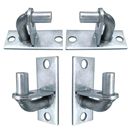 4 Pack Wall Mount Gate Hinges, Heavy Duty Chain Link Fence Gate Hinges with 5/8 Hinge Pin for Fences & Farm Gates (Screws Not Included), Silver - color: Silver-4pcs