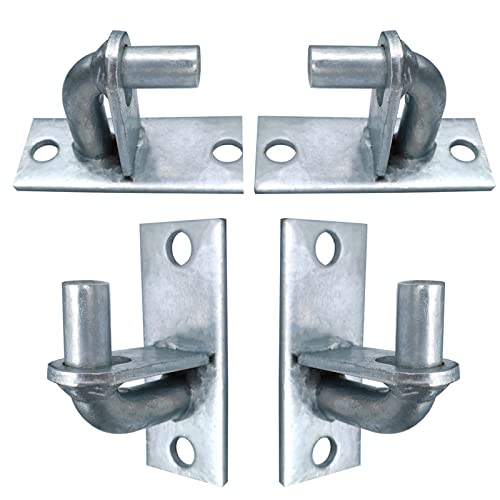 4 Pack Wall Mount Gate Hinges, Heavy Duty Chain Link Fence Gate Hinges with 5/8 Hinge Pin for Fences & Farm Gates (Screws Not Included), Silver - color: Silver-4pcs