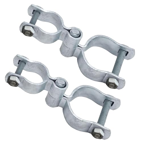 2 Pack 1-5/8" x 2-3/8" Chain Link Fence Gate Hinge Kit, Galvanized Steel Gate Hinges, Heavy Duty with 2 PCS 1-5/8" Frame Hinge and 2 PCS 2-3/8" Post Hinge, Bolts & Nuts Included - size: 1-5/8" x 2-3/8"