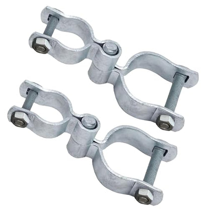 2 Pack 1-5/8" x 2-3/8" Chain Link Fence Gate Hinge Kit, Galvanized Steel Gate Hinges, Heavy Duty with 2 PCS 1-5/8" Frame Hinge and 2 PCS 2-3/8" Post Hinge, Bolts & Nuts Included - size: 1-5/8" x 2-3/8"