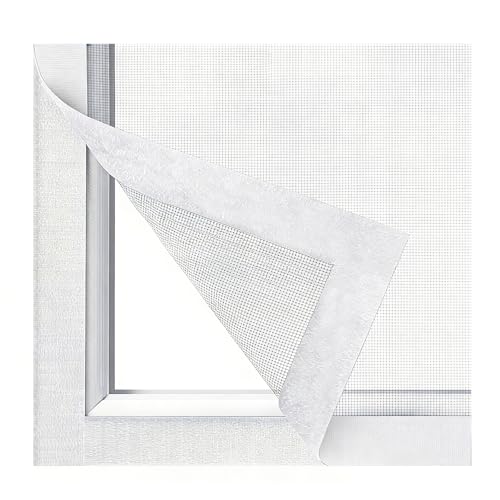 Adjustable Self-Adhesive DIY Window Screen, Cut-to-Size Mesh max 47x73 - color: White