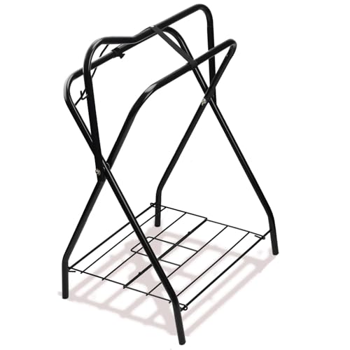 Saddle Rack Portable Folding Horse Saddle Stand for English and Western Saddles,28" L x 19" W x 37.5" H,Black - style: 1PCS Black