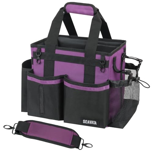 SCAVATA Compact Wearable Cleaning Caddy with Handle & Shoulder Straps - color: RoyalPurple