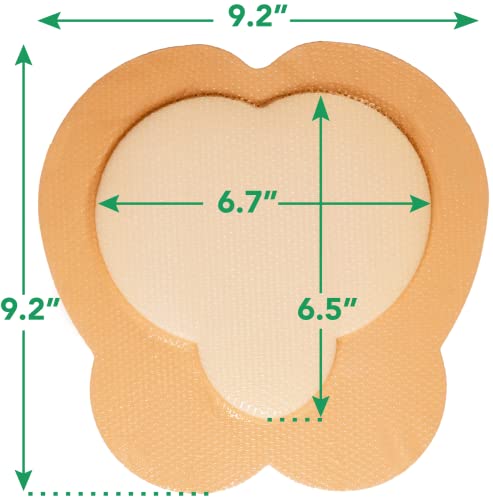 Areza Medical - Silicone Foam with Super-Absorbent Layer - Wound Dressing - Waterproof - with Adhesive Border - Sterile - Designed for Sacral Wounds - 9.2" x 9.2" - 5 PCS per Box - size: 9.2" x 9.2" - 5 PCS