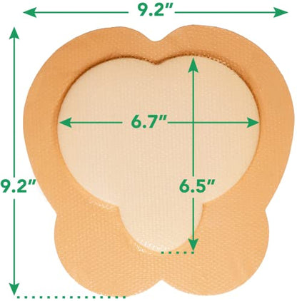 Areza Medical - Silicone Foam with Super-Absorbent Layer - Wound Dressing - Waterproof - with Adhesive Border - Sterile - Designed for Sacral Wounds - 9.2" x 9.2" - 5 PCS per Box - size: 9.2" x 9.2" - 5 PCS