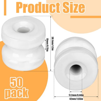 SiliFine 50 Pcs Ceramic Fence Insulators, Electric Wood Post White