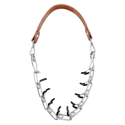 QMARK Pronged Chain Goat Collar, Brown and Silver, 30 Inch