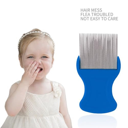 LABOTA 9 Pcs Lice Combs, Flea Combs, Hair Comb Double Sided Fine Tooth Combs, Removal Dandruff Comb with Metal Teeth, Stainless Steel Louse and Nit Comb for Head Lice Treatment