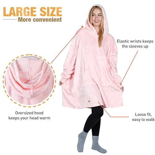 Catalonia Oversized Blanket Hoodie, Wearable Fleece Blanket Sweatshirt - color: Pink Ash / Fleece