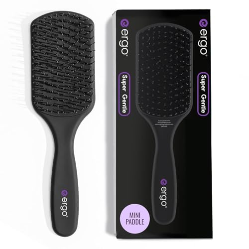 ERGO Super Gentle Mini Paddle Brush for Blow Drying - Hair Brushes for Women with Thick or Thin Hair - Dual Hairbrush for Women - Detangler Hair Brush - Gently Detangles Curly or Wet Hair - ERG750 - style: ERG750 (Mini Paddle)