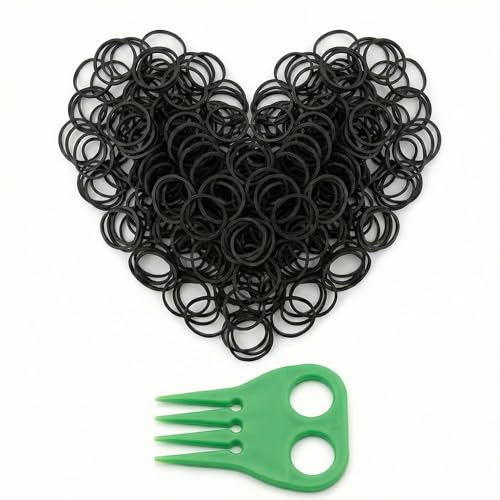 Horse Mane Braiding and banding Kit Mane/Tail Rubber Bands, Braid Aid Braiding Comb (Black Band/Green Comb) - color: Black Band/Green Comb