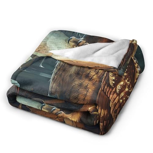 Owl Blanket Owls Book Lovers Gifts Throw for Women Girls 60"X50" - color: Owl Book, size: 60"x50"