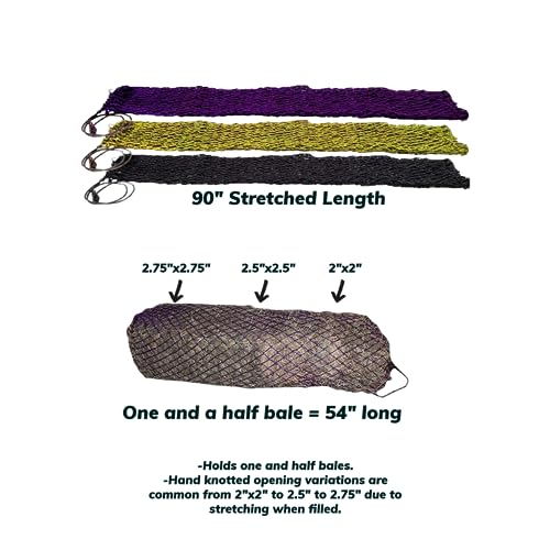 Derby Originals 90" XX-Large Slow Feed Hay Bale Net Holds 1-2 Full Bales of Hay for Horses and Goats - color: Black