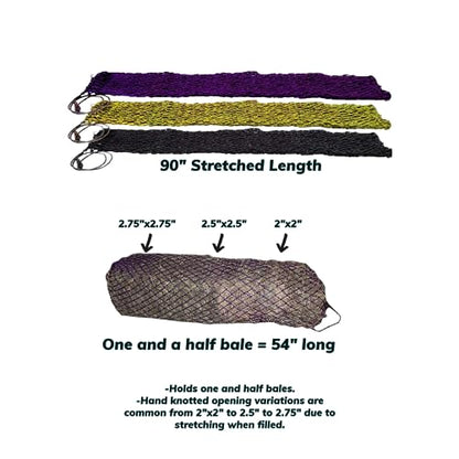 Derby Originals 90" XX-Large Slow Feed Hay Bale Net Holds 1-2 Full Bales of Hay for Horses and Goats - color: Purple