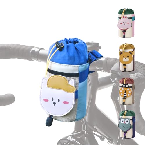 Cute Animals Bike Water Bottle Holder with Shoulder Straps, Universal Cycling Bicycle Drink Cup Cage for Kid's, Cruiser, Scooter, MTB, Road Bike (Puppy) - color: Puppy