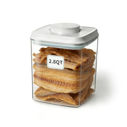 Dog Food Storage Container with One-Touch Lid, 2.8 QT / 2.65 L Stackable Durable BPA-Free PET Cat Food Storage Container,for Pet Treats, Supplements & Small Kibble - color: 2.8QT