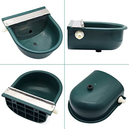 Automatic Water Bowl Livestock Waterer for Horse Cattle Goat Sheep Dog | 4L Large Plastic,Sheep Water Trough Bowl With Drainage Hole&39.37 inch Pipe,Float Valve Auto Refill,Yard Farm Outdoor Use