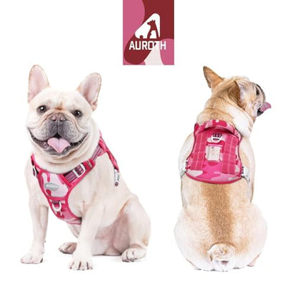 AUROTH Tactical Dog Harness for Extra Large Dogs, Heavy Duty No Pull Vest - color: Camo - Pink Camo, size: XXL(Neck:21.7-36.7",Chest:28.3-44.1")